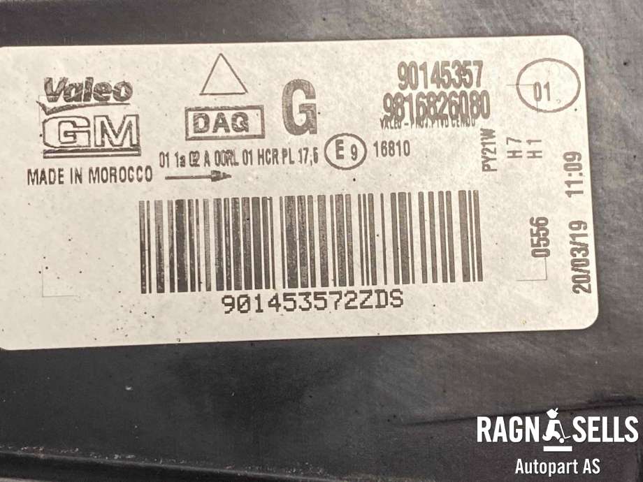 Frontlykt venstre halogen til Opel Combo E 2019-->>  (VALEO|90145357|)