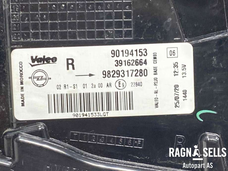 Baklykt høyre ytre til Opel Corsa-e 2019-->>  (9829317280|)