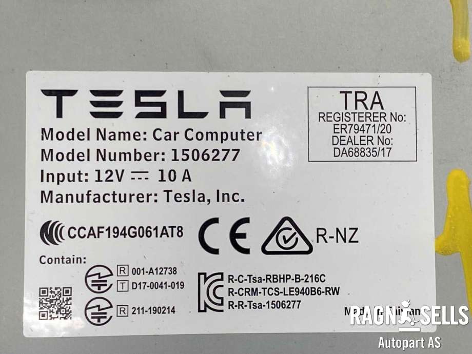 Styreenhet autopilot til Tesla Model 3 2018-2023 (Fase 1) (1125800-00-F|5YJXCCE24JF093321|)
