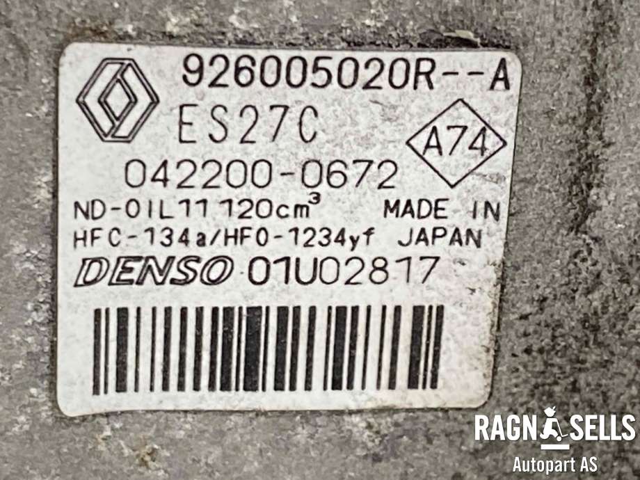 Aircondition kompressor elbil til Renault Zoe 2013-2019 (Fase 1) (DENSO|926005020R A|042200 0672|)