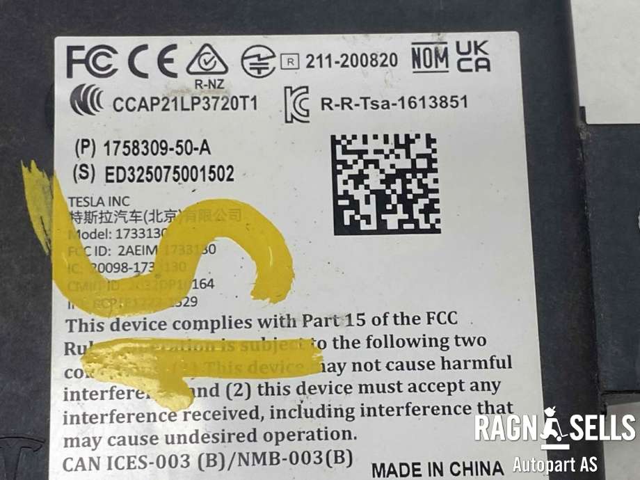 Styreenhet bluetooth til Tesla Model 3 2024-->> (Fase 2) (175830950A|)