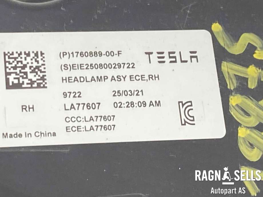 Frontlykt høyre full-LED til Tesla Model 3 2024-->> (Fase 2) (1760889-99-C|1760889-00-E|1760889-00-F)