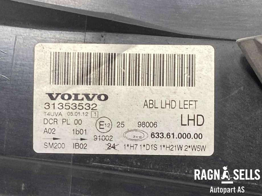 Frontlykt venstre xenon til Volvo V70 2007-2013 (Type III, Fase 1)  (30698574| 31446868|89901784|89034934|)