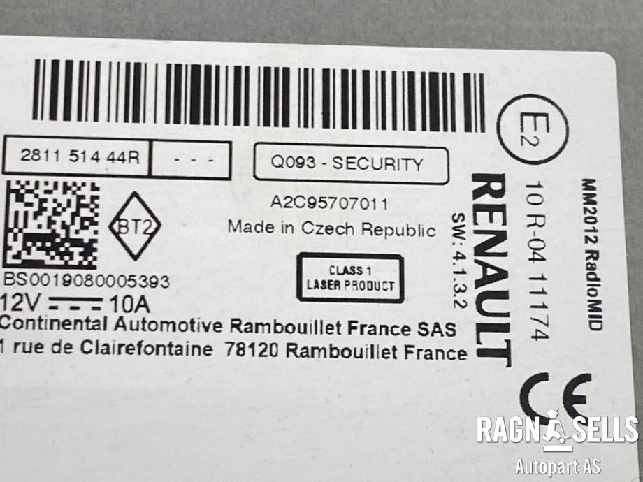 Bilstereo til Renault Kangoo 2008-2021 (Type II) (281153870R)