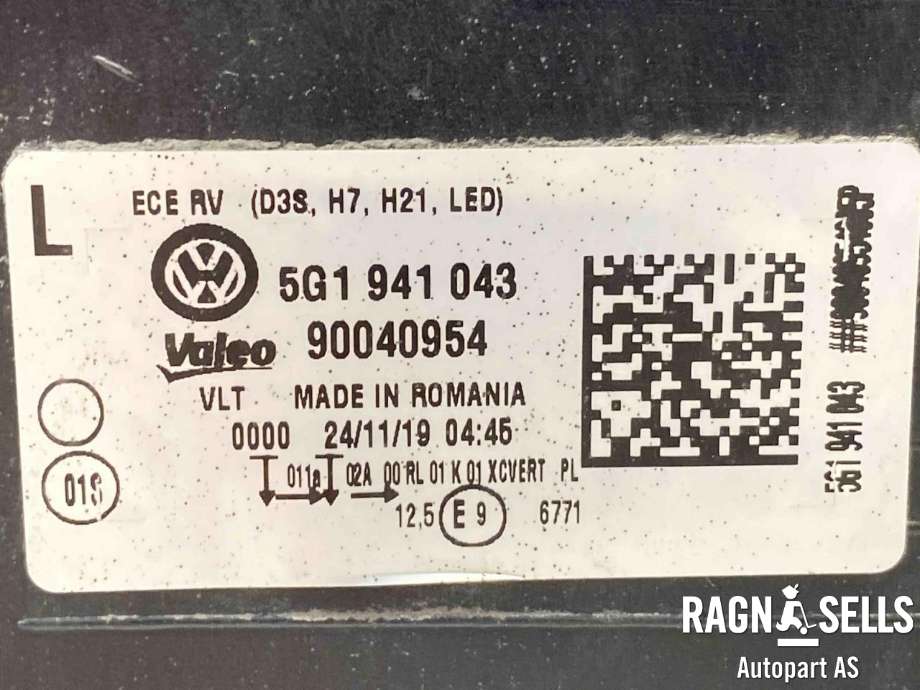 Frontlykt venstre xenon til VW Golf VII 2012-2017 (Fase 1)  (5G1 941 044|)