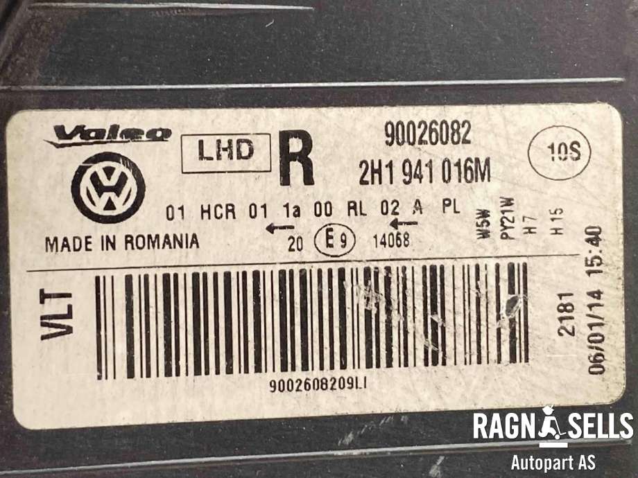 Frontlykt høyre halogen til VW Amarok 2010-2016 (Type I, Fase 1)  (2H1 941 016 M|2H1 941 016 AA|)