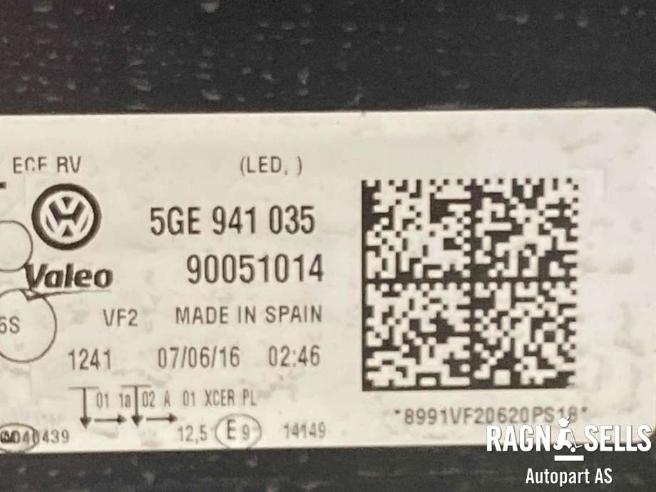 Frontlykt venstre full-LED til VW e-Golf 2014-2017 (Fase 1)  (5GE 941 773|)