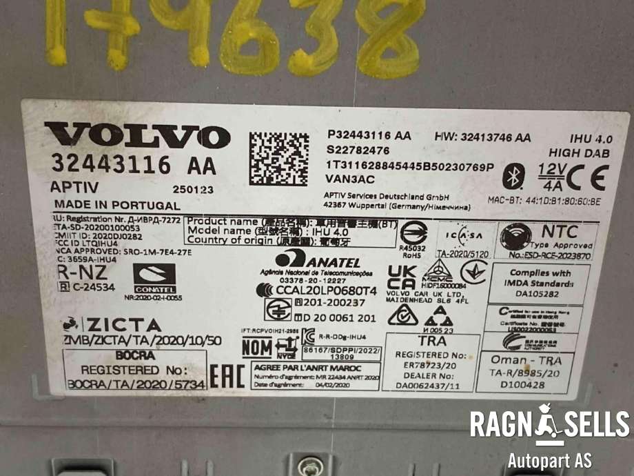 Bilstereo navigasjon spiller til Volvo XC90 2015-2025 (Type II)  