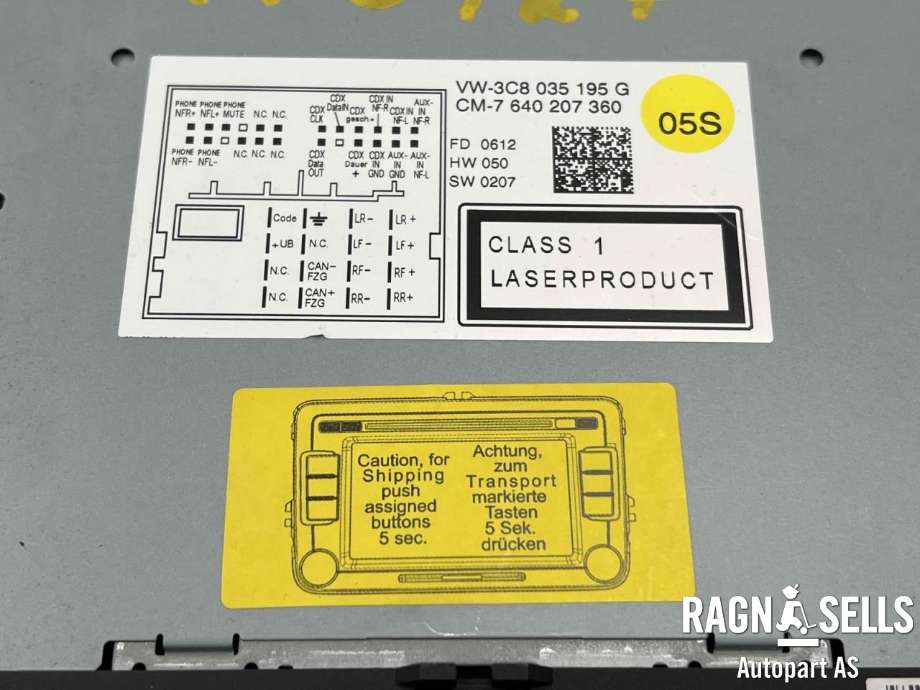 Bilstereo navigasjon skjerm til VW Tiguan 2011-2016 (Type I, Fase 2)  (BOSCH|3C8035195G|)