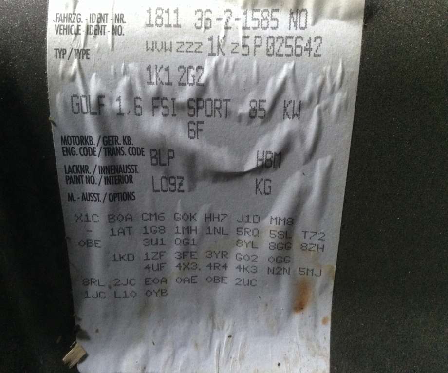 VW Golf V, Combi 2003-2008 , Motorkode: BLF;BLP, Girkassekode: HBM