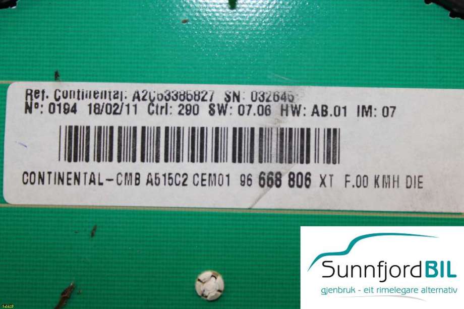 Instrumentpanel til Citroën C3 2010-2016 (Type II) (CITROEN C3||CMBA515C2)
