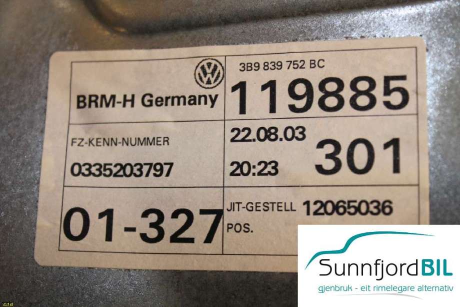 Ruteheis høyre til VW Passat 2001-2005 (B5,3BG) (B5,3BG) (VOLKSWAGEN|)