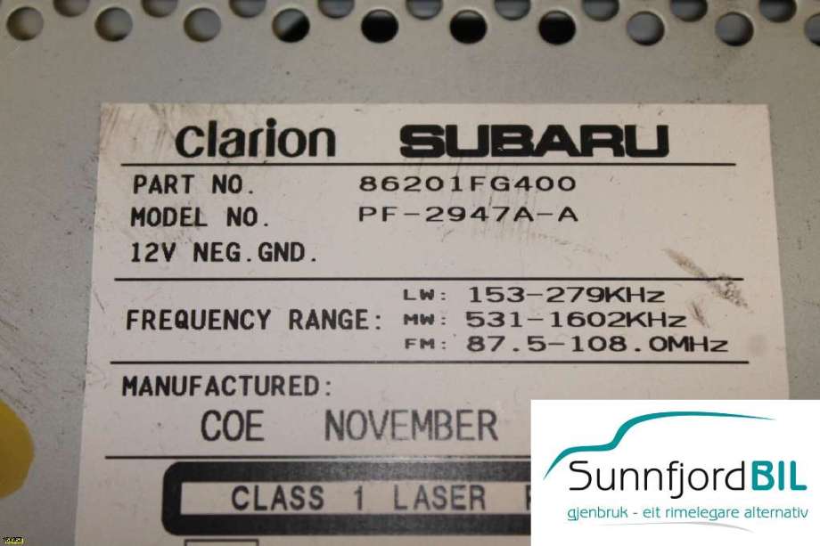Bilstereo til Subaru Impreza 2008-2012 (Type III)  (SUBARU||PF2947AA)