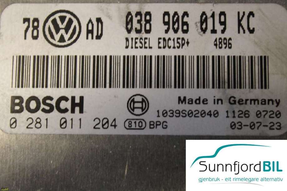 Styreenhet motor til VW Passat 2001-2005 (B5,3BG) (B5,3BG) (VOLKSWAGEN||038906019KC)