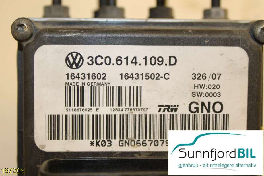 ABS sentral til VW Passat 2005-2010 (B6) (B6) (VOLKSWAGEN|3C0 614 109 K|)