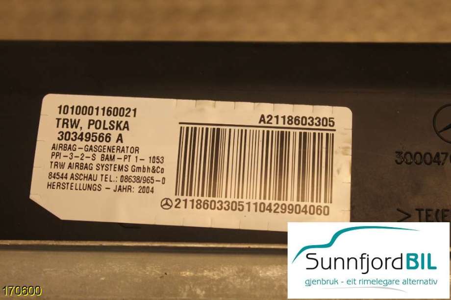 Airbag passasjer til Mercedes E-Klasse 2002-2006 (Fase 1) (W211) (W211) (MERCEDES||30349566A)