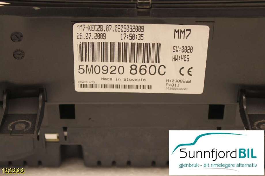 Instrumentpanel til VW Golf, Plus/Cross 2009-2013 (Fase 2) (VOLKSWAGEN||5M0920860C)