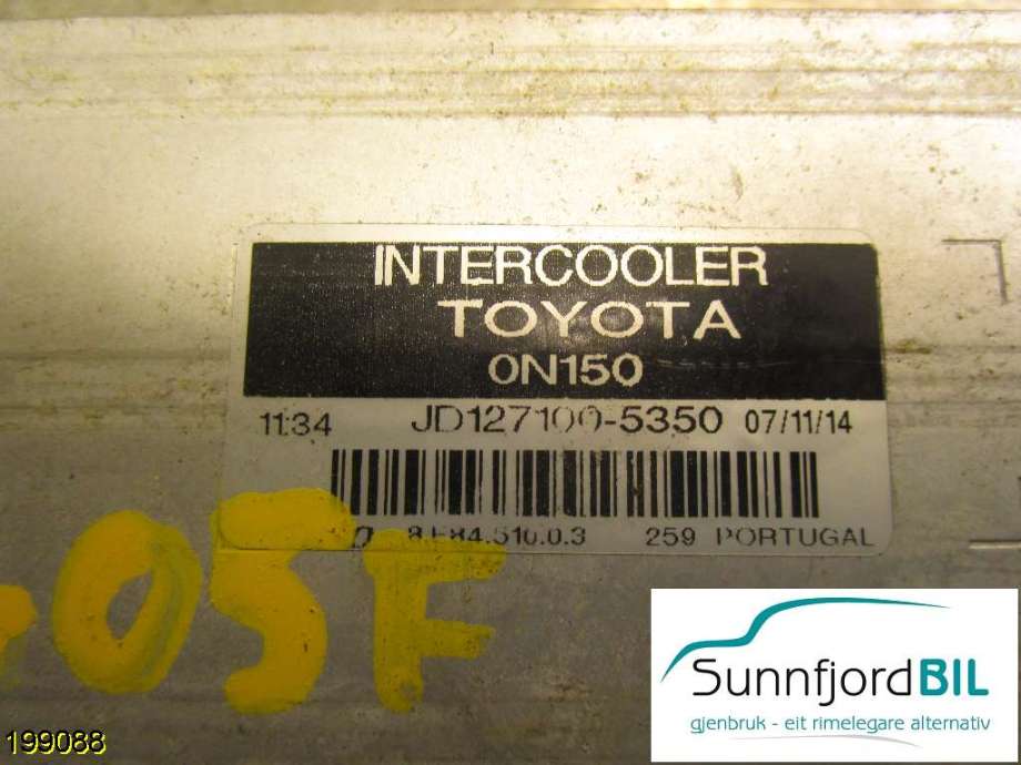Intercooler til Toyota Auris 2010-2012 (Type I, Fase 2)  (TOYOTA|JD121005350|)