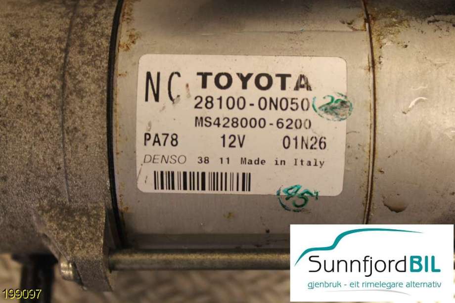 Starter diesel til Toyota Auris 2010-2012 (Type I, Fase 2)  (TOYOTA|281000N050|)