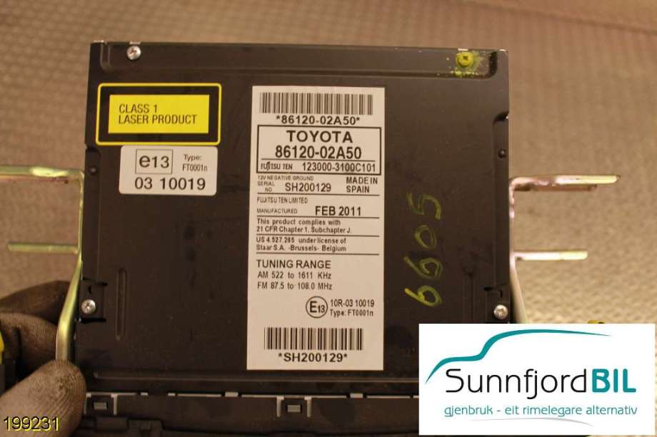 Bilstereo til Toyota Auris 2010-2012 (Type I, Fase 2)  (TOYOTA|)