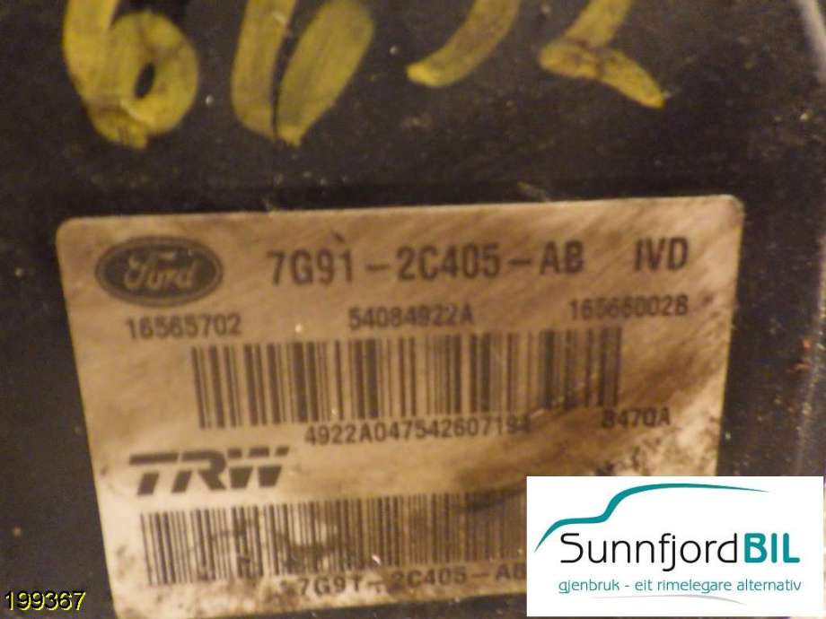 ABS sentral til Ford Mondeo 2007-2010 (Type IV, Fase 1)  (FORD|7G912C405AB|16565702|)