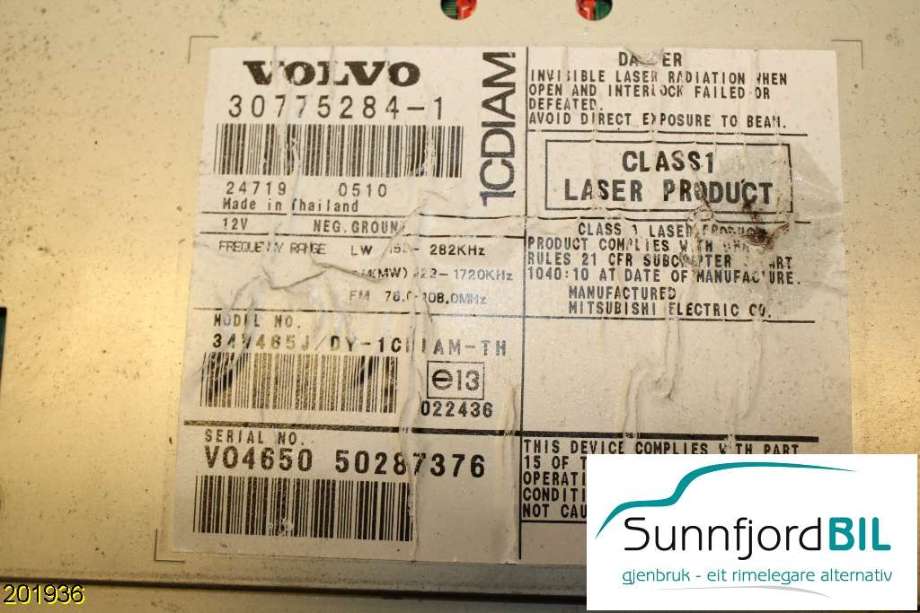 Bilstereo til Volvo V50 2004-2007 (Fase 1)  (VOLVO|30775284|)