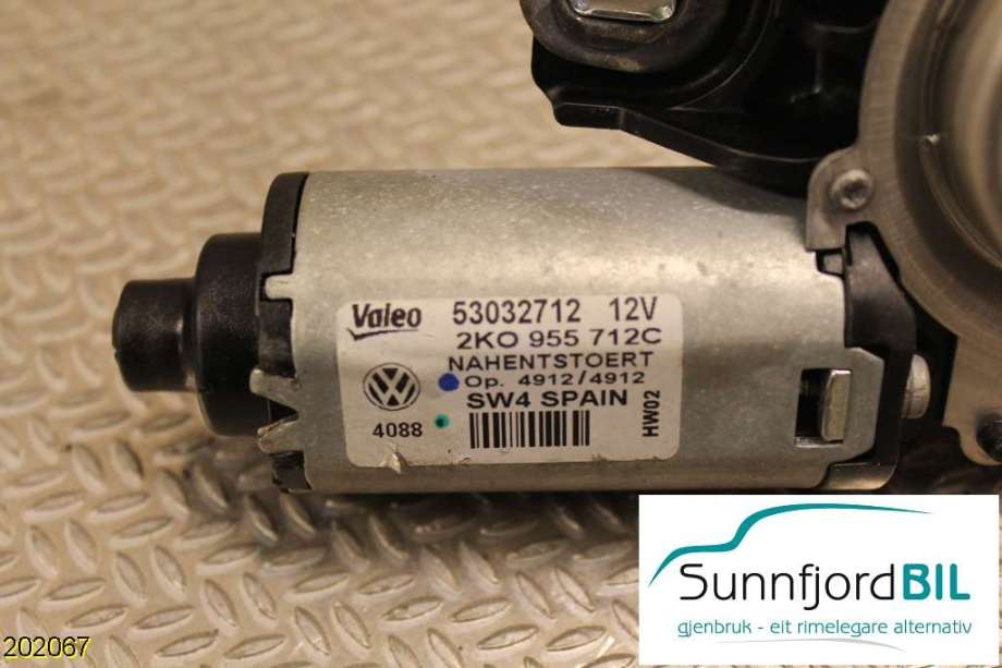 Viskermotor bakrute til VW Caddy 2004-2010 (Type III, Fase 1)  (VOLKSWAGEN|2K0955712C|)