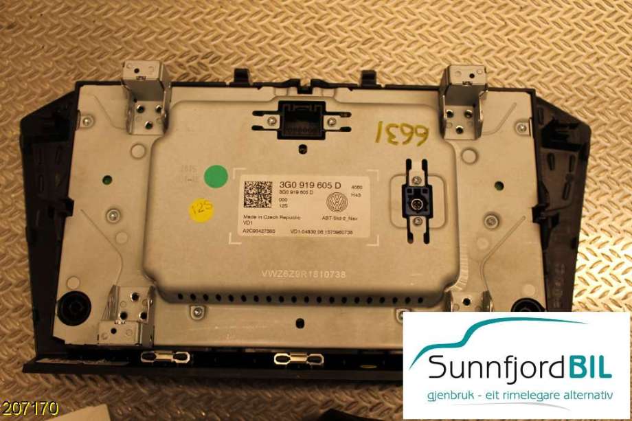 Multimedia display (MCU - Media Controller Unit) til VW Passat 2015-2019 (Fase 1) (B8) (B8) (VOLKSWAGEN|3G0919605D|)