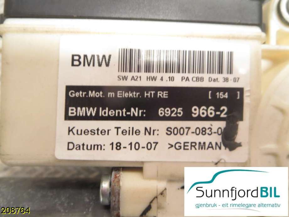 Ruteheis høyre til BMW X3, 2007-2010 (Fase 2) (E83) (E83) (BMW|)