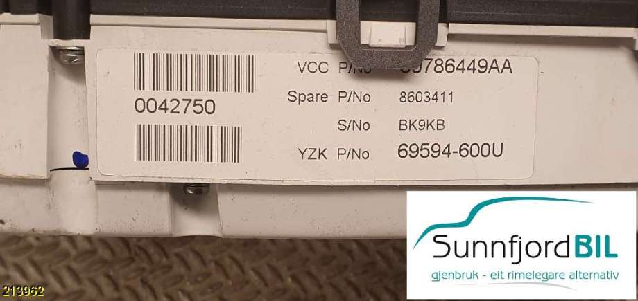 Instrumentpanel til Volvo S80 2006-2013 (Type II, Fase 1)  (VOLVO|30786449AA|)