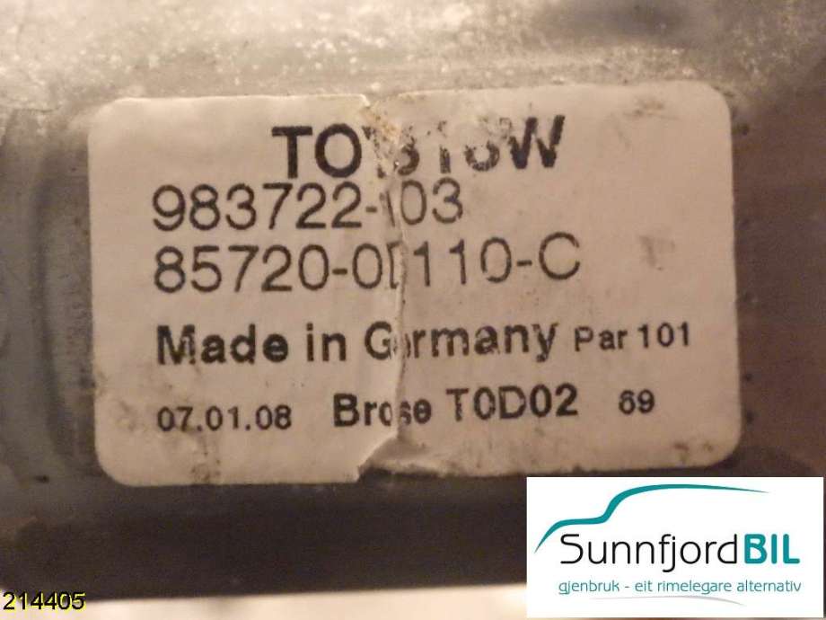 Ruteheis venstre foran til Toyota Yaris 2006-2009 (Type II, Fase 1) (TOYOTA|857020F010|983712100|)
