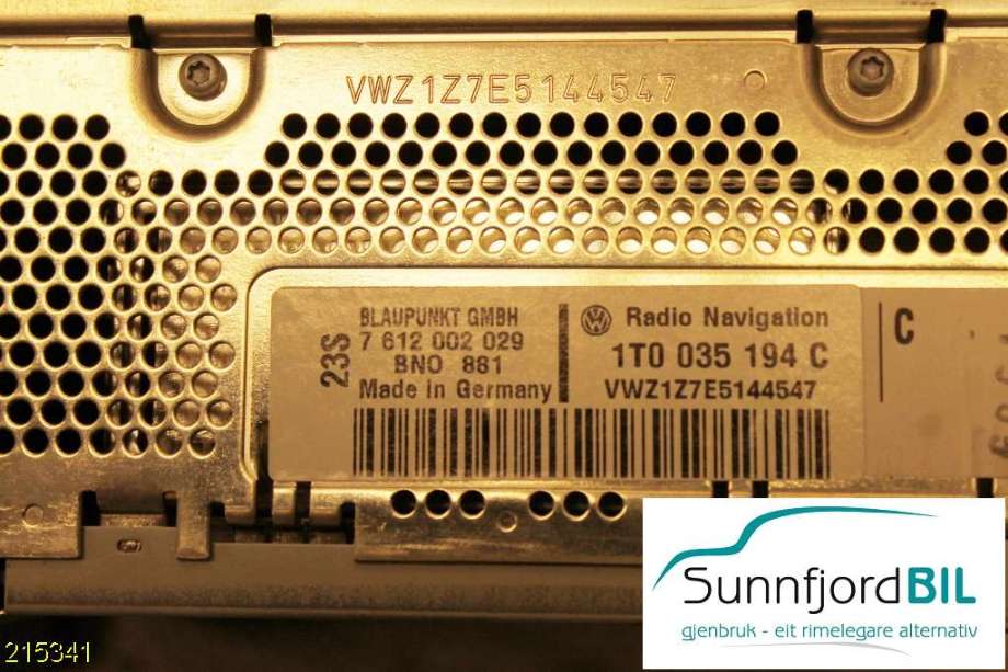 Bilstereo navigasjon til VW Touran 2003-2006 (Type I, Fase 1)  (VOLKSWAGEN|1T0035194C|)
