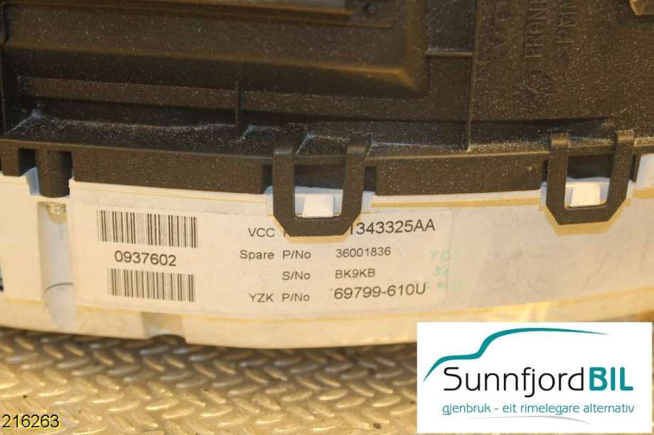 Instrumentpanel til Volvo V70 2007-2013 (Type III, Fase 1)  (VOLVO|31343325AA|)