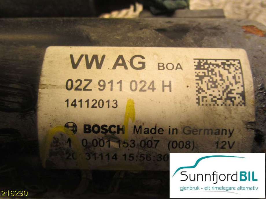 Starter diesel til VW Caddy 2010-2015 (Type III, Fase 2)  (VOLKSWAGEN|02Z911024H|)