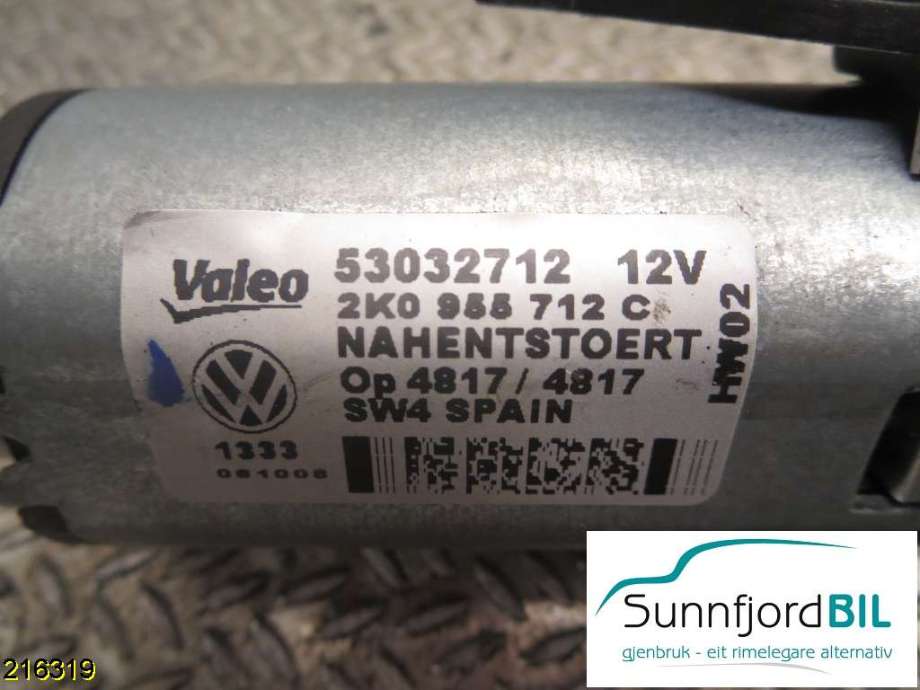Viskermotor bakrute til VW Caddy 2010-2015 (Type III, Fase 2) (VOLKSWAGEN|2K0955712|)