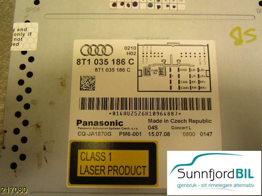 Bilstereo til Audi A4 2007-2014 (Type IV) (B8) (B8) (AUDI|8T1035186C|)