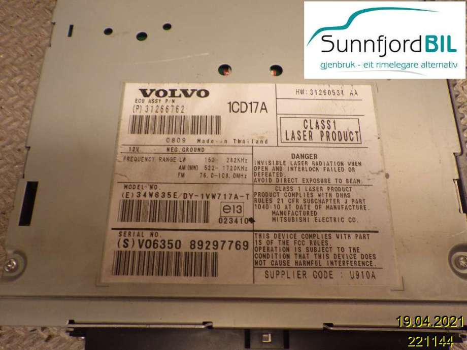 Bilstereo til Volvo V50 2007-2012 (Fase 2)  (VOLVO|31266762|)