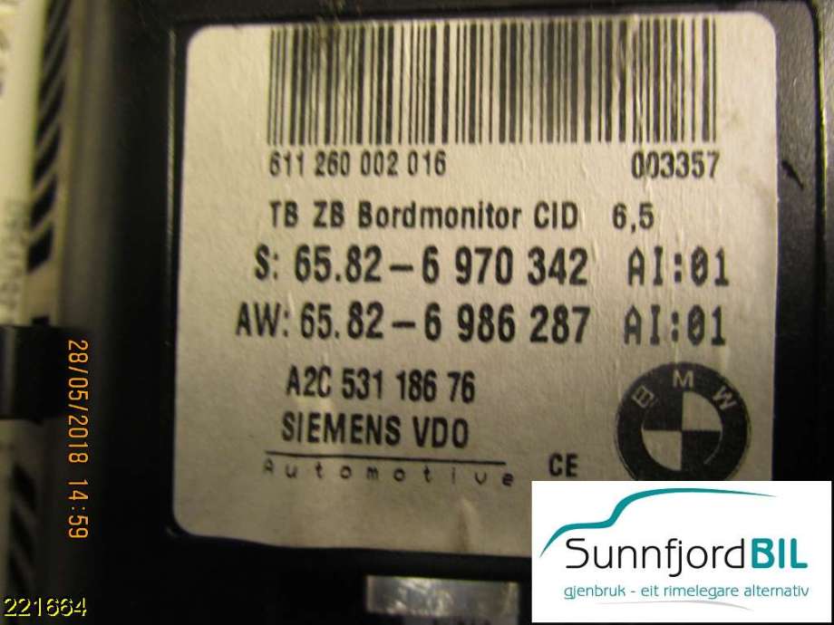 Instrument kjørecomputer til BMW 5-Serie 2003-2010 (E60/E61) (E60/E61) (BMW|65826970342|)