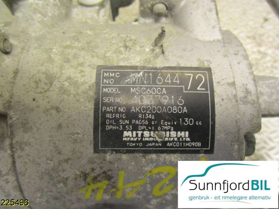 Aircondition kompressor til Mitsubishi Colt 2009-2013 (Type VII, Fase 2) (MITSUBISHI|MSC60CA|)