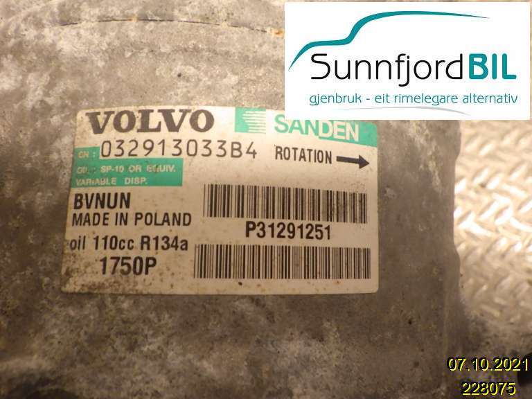 Aircondition kompressor til Volvo V40 2012-2019  (VOLVO|36001128||P31291251)