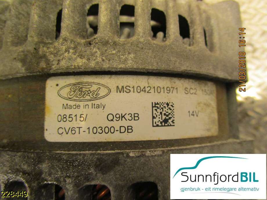 Dynamo til Ford Focus 2014-2018 (Type III, Fase 2)  (FORD|CV6T10300DB|)