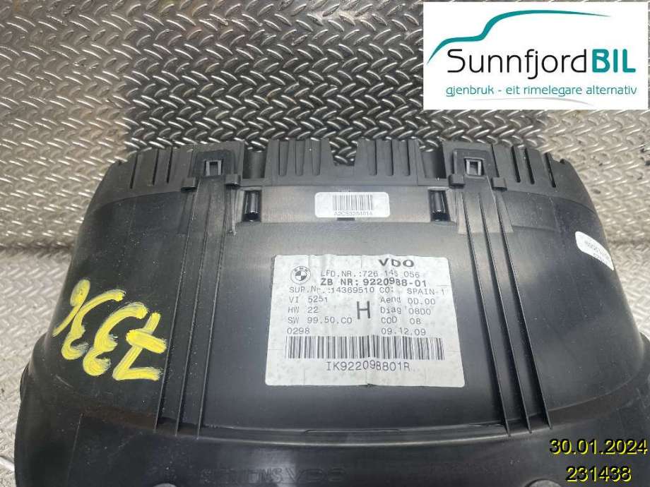 Instrumentpanel til BMW X1 2009-2015 (E84) (E84) (BMW|62109316152|)