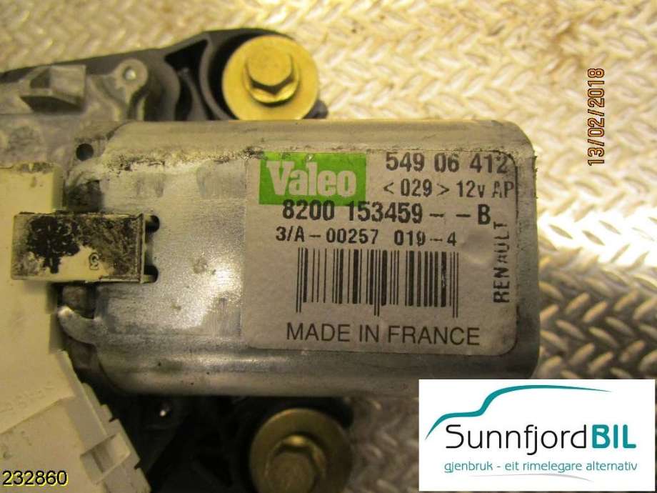 Viskermotor bakrute til Renault Scenic 2003-2009 (Type II)  (RENAULT|8200153459|)