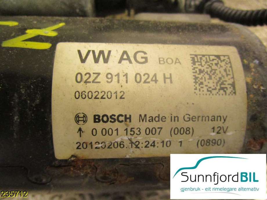 Starter diesel til VW Caddy, 2010-2015 (Type III, Fase 2)  (VOLKSWAGEN|02Z911024H)