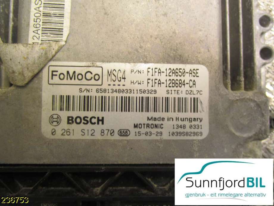 Styreenhet motor til Ford Focus 2014-2018 (Type III, Fase 2)  (FORD|0 261 S12 870|)