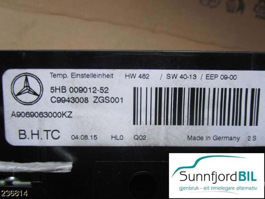 Varmeapparat betjening til Mercedes Sprinter 2013-2018 (Fase 2) (906) (906) (MERCEDES|A9069063000KZ|)