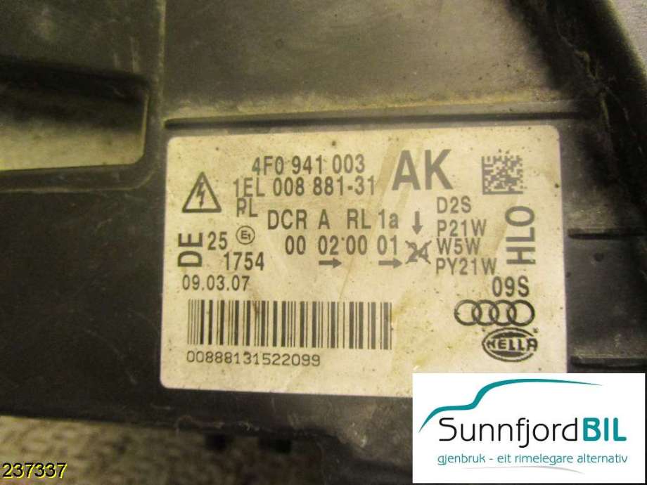 Frontlykt venstre xenon til Audi A6 2005-2008 (Type III, Fase 1) (C6) (C6) (AUDI|4F0 941 029 FF|4F0 941 029 AK|)