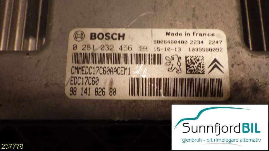 Styreenhet motor til Peugeot Partner 2008-2015 (Type II, Fase 1)  (PEUGEOT|0281032456|)
