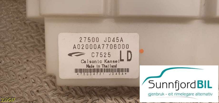 Varmeapparat betjening til Nissan Qashqai 2007-2010 (Type I, Fase 1) (NISSAN|27500JD45A|)
