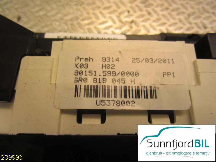 Varmeapparat betjening til VW Polo 2009-2014 (Type V, Fase 1)  (6R0819045H|)